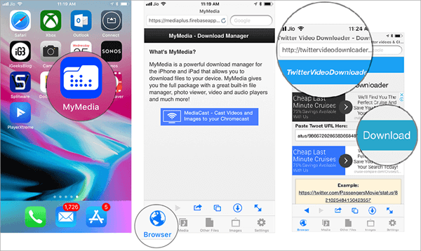 Using MyMedia to Download Twitter Videos on iPhone