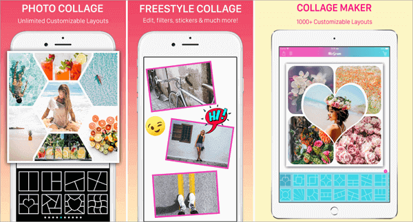 Mixgram Pic Collage Maker provides you with over a thousand fully customizable frames and collage templates.