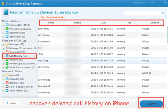 how to see deleted missed calls on iphone