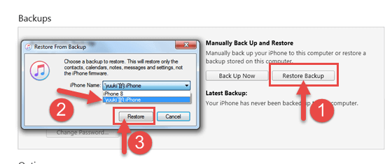 Restore Deleted Videos from iTunes Backup