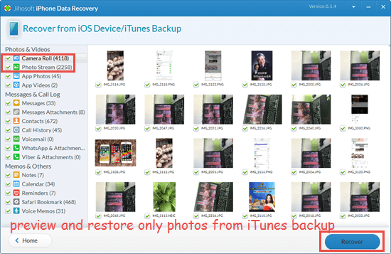 Restore Only Photos from iTunes Backup without iTunes