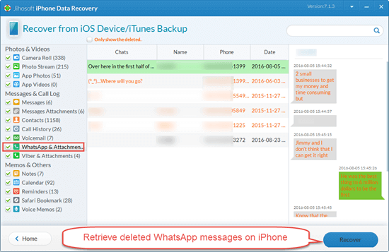 Retrieve Deleted WhatsApp Messages from iPhone Directly