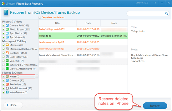 Retrieve Deleted Notes on iPhone without Backup