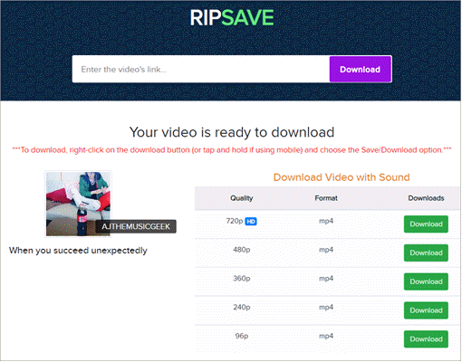 RipSave is a compact website that allows visitors to download Reddit videos with sound.