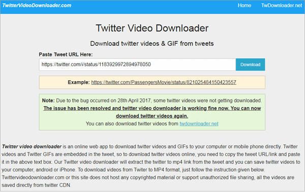 Twitter Video Downloader - Download Twitter Videos and GIF Online