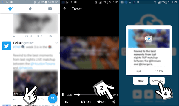 Using Video Downloader for Twitter to download Twitter videos to Android.