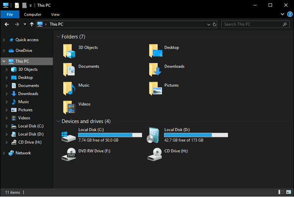 Windows Explorer Dark Theme