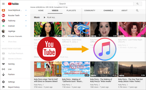 YouTube Videos and Music to iTunes