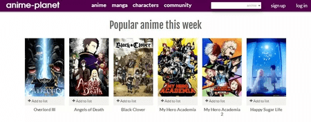 Anime-Planet has got a significant number of anime videos from all around the world.