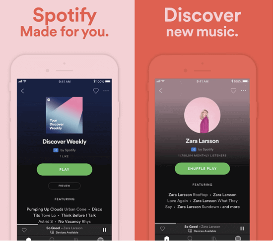  Spotify ti consente di festeggiare milioni di canzoni da tutto il mondo gratuitamente e salvare le canzoni offline. 