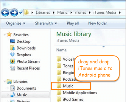 Manually Transfer iTunes Music to Android