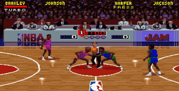 NBA Jam is likely the best online multiplayer sports game which offers two-on-two basketball game.