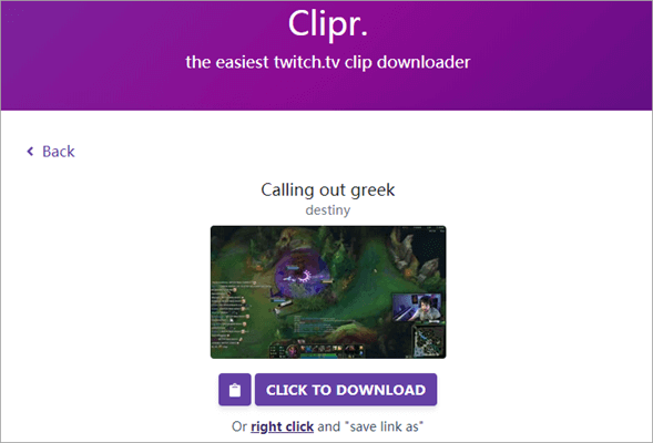 Clipr is another online twitch clip downloader.