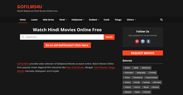 Gofilms4u is highly browsed for watching movies online in HD quality.