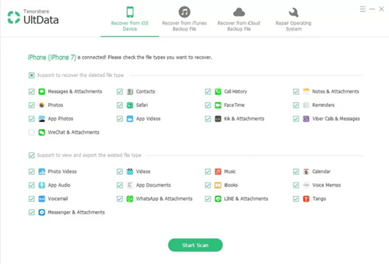 Tenorshare iPhone Data Recovery facilitates recovery of lost data from iOS devices, iTunes & iCloud backup.