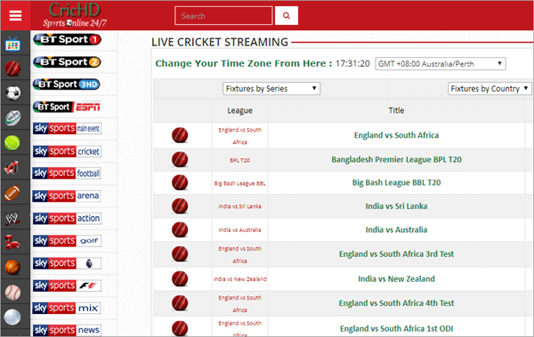 As its name implies, CricHD is another website designed for live cricket streaming.