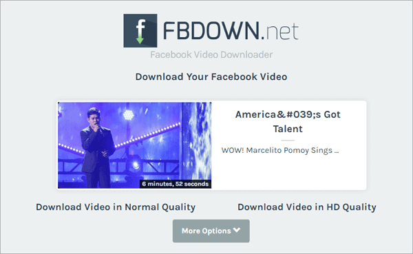 FBDown is another great platform to save Facebook videos.