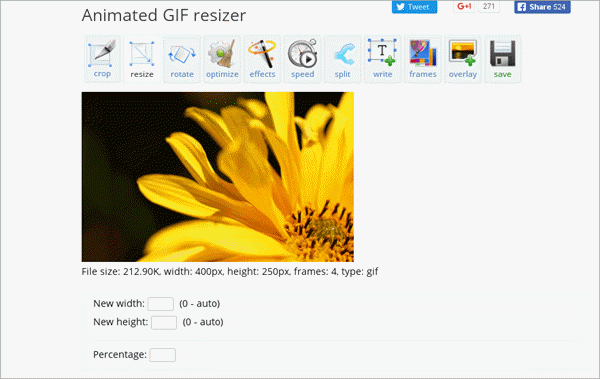 Resize a GIF with EZGIF.com.
