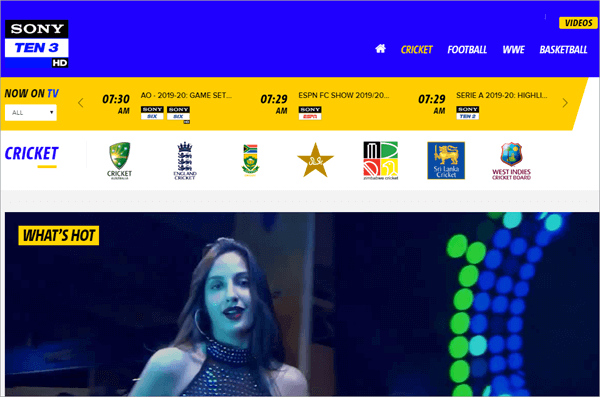 sony six sports channel live