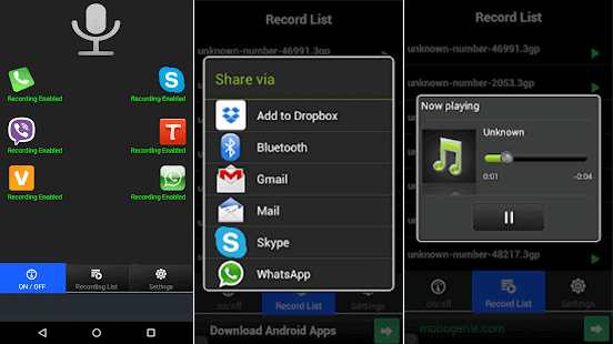 The steps to record WhatsApp calls with Real Call Recorder.