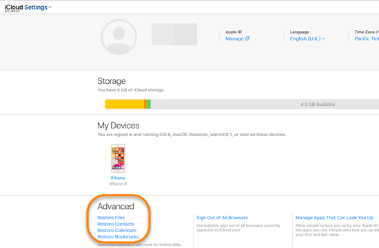 Steps to retrieve iPhone data deleted from other apps on iCloud.com