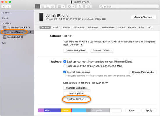 Recover Data from iTunes Backup by Restoring iPhone
