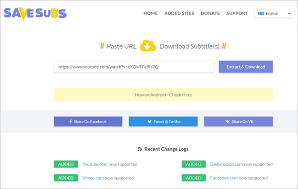 Use SaveSubs to download YouTube in srt & vtt formats Subtitles.