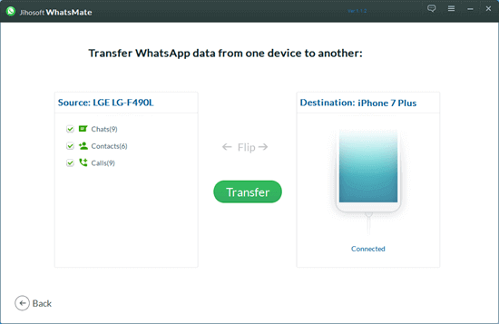 Jihosoft WhatsMate is also a one-click WhatsApp transfer tool