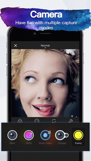 VivaVideo Pro has a multifunctional capturing option giving you a choice of selfie, music, basic funny, collage, video, FX and many more.