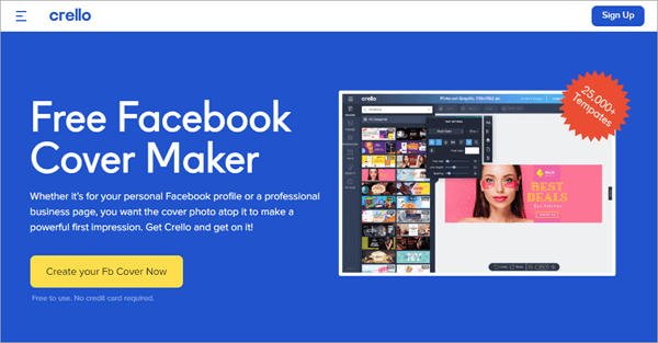 Crello is an online tool to create beautiful cover pictures for your Facebook page.