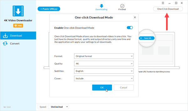 Enable One Click Download Mode.