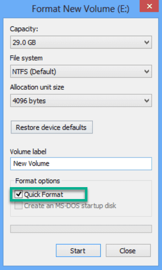 What is Quick Format in Windows