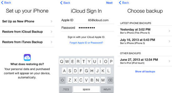 Steps to restore iMessages on iPhone from iCloud Backup