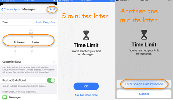 Set Time Limit for Messages App.