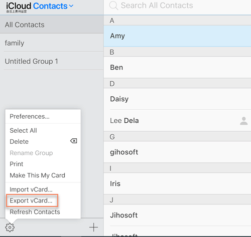 Import iPhone Contacts to Gmail through iCloud