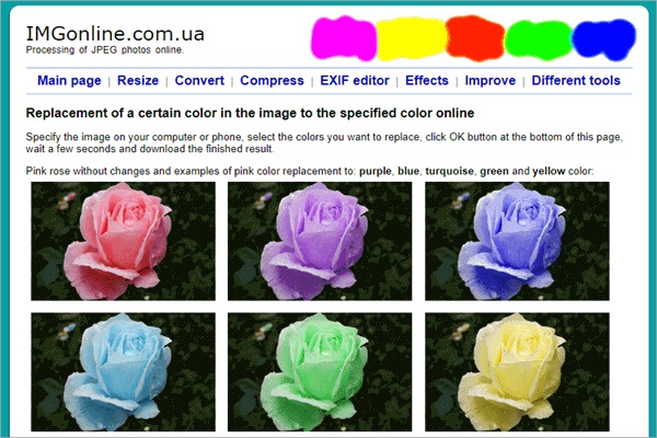 IMGonline is an online photo color editor that is capable of performing many photo editing tasks.