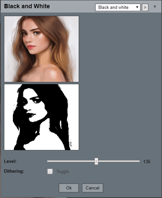 Minipaint is an online tool that allows you to transform colored images into monochrome photos.
