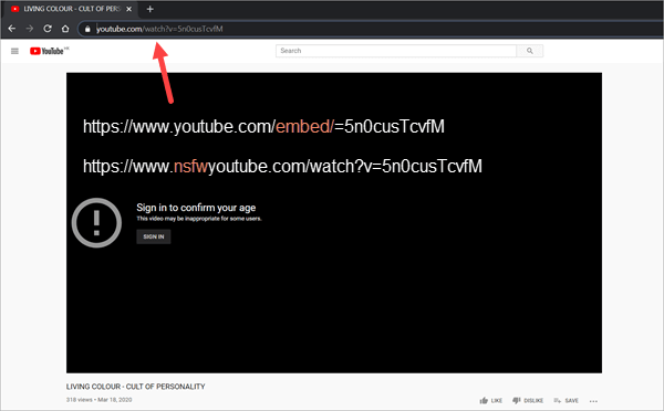 Change the video URL to Watch Age-Restricted YouTube Videos.