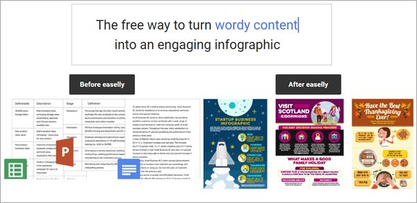 easelly is an idea choice for students or business owners to create infographics out of data.