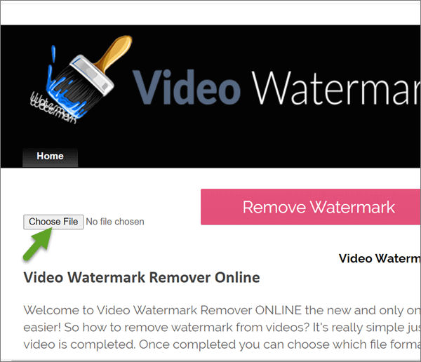 Video Watermark Remover Online is a webpage program to remove only video watermark.