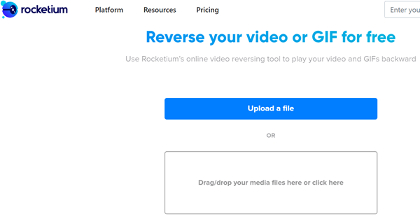 Roketium is a free online tool to reverse video or GIF file.