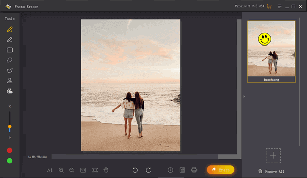 Use the Brush Selection Tool to remove emojis from pictures automatically