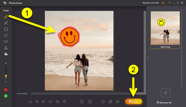 Use the Brush Selection Tool to remove emojis from pictures automatically