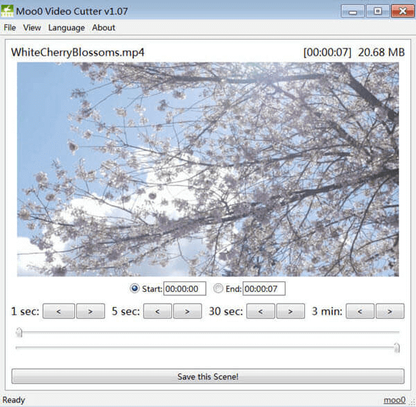 Moo0 Video Cutter is a freely available to cut big video file in a speedy manner.